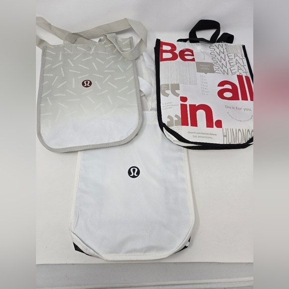 LULULEMON PREOWNED SHOPPING BAG BUNDLE OF 10 SMALL REUSABLE BAGS RED WHITE BLACK - Picture 8 of 12